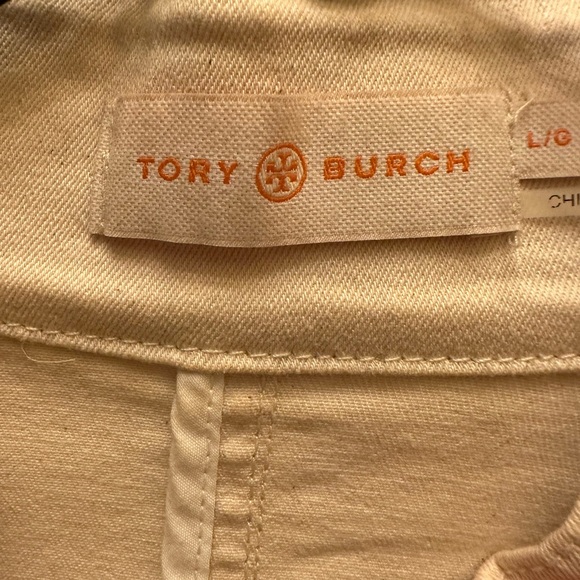 Tory Burch cream embroidered jacket L approx. 20" pit to pit Very good pre-owned - Picture 4 of 6